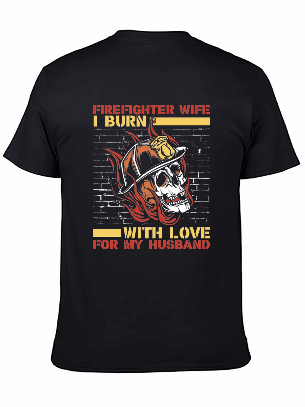 Firefighter Wife Skull Graphic Tee - Husband Love