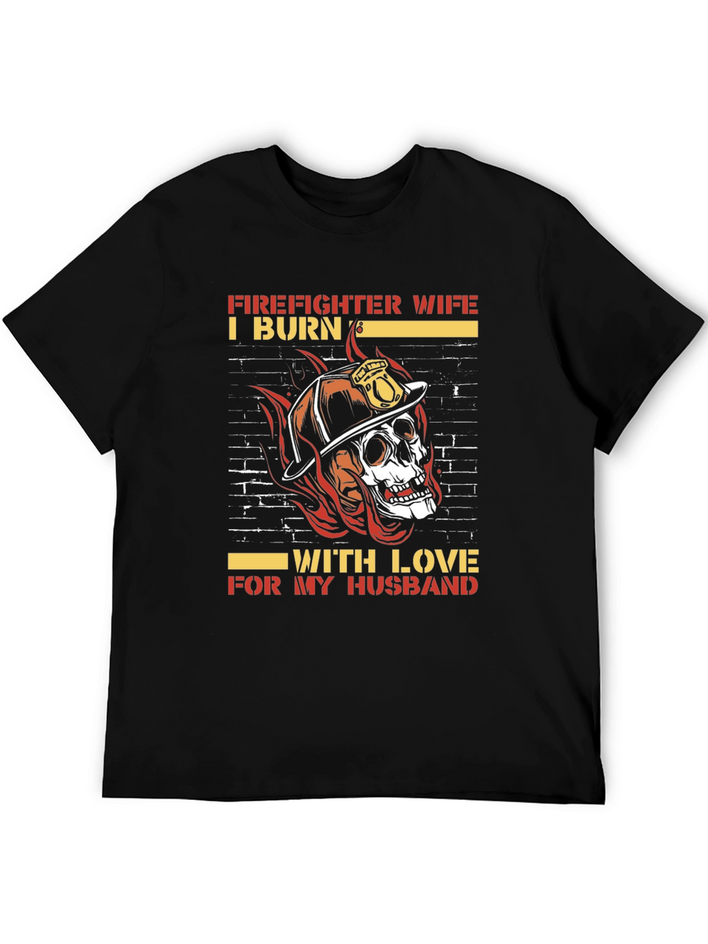 Firefighter Wife Skull Graphic Tee - Husband Love