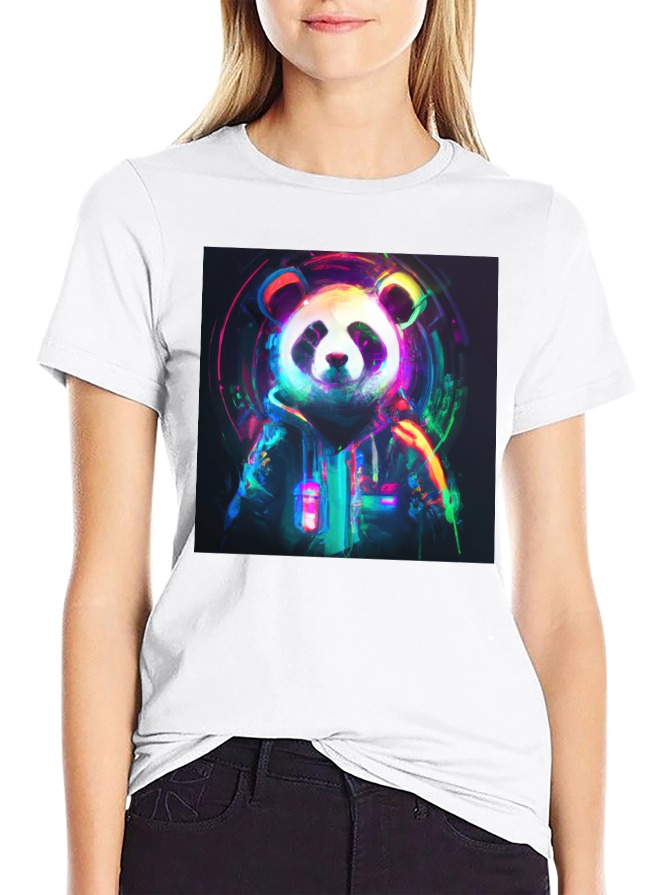 Neon Panda Graphic Tee - Trendy Streetwear