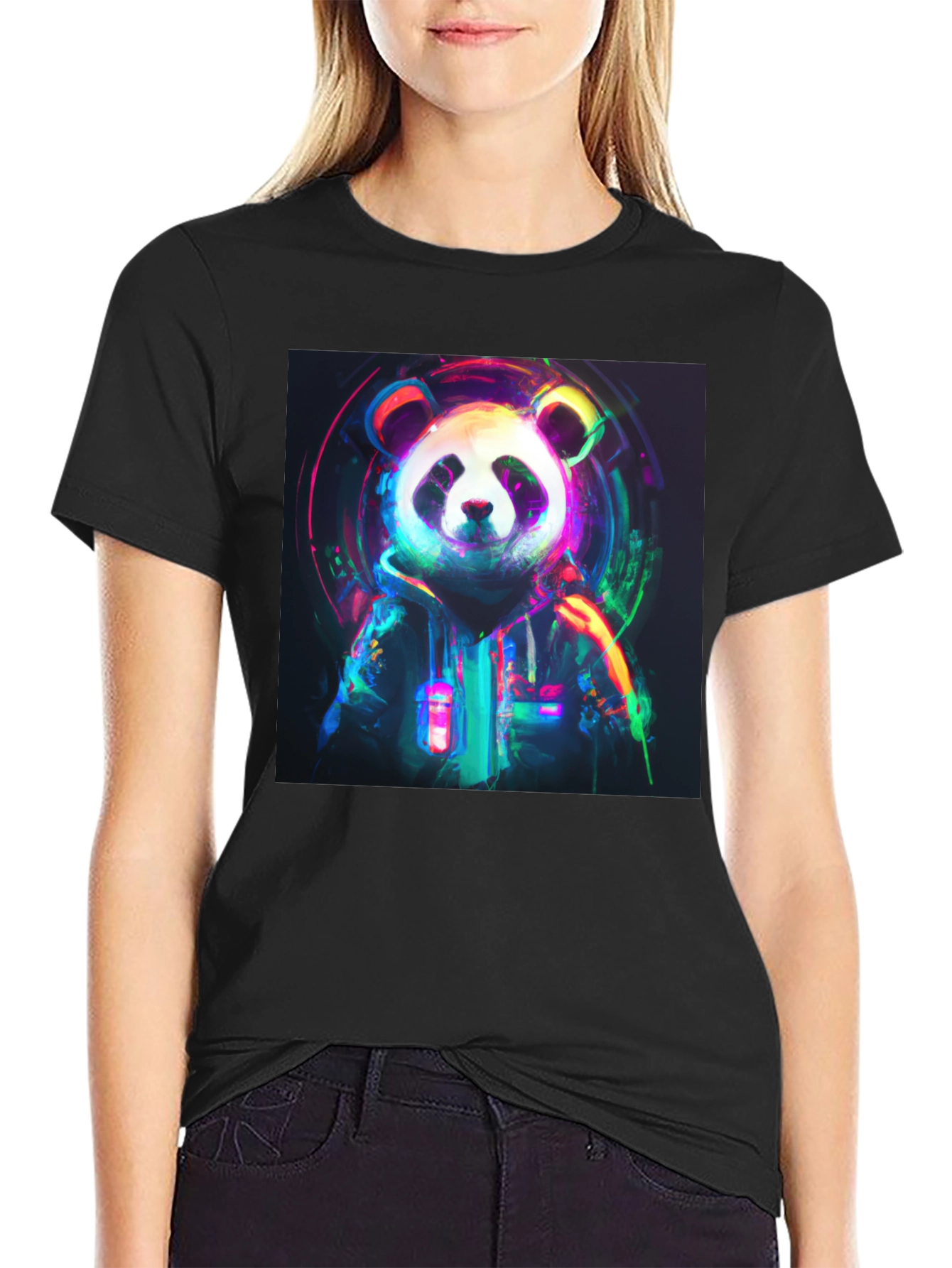 Neon Panda Graphic Tee - Trendy Streetwear