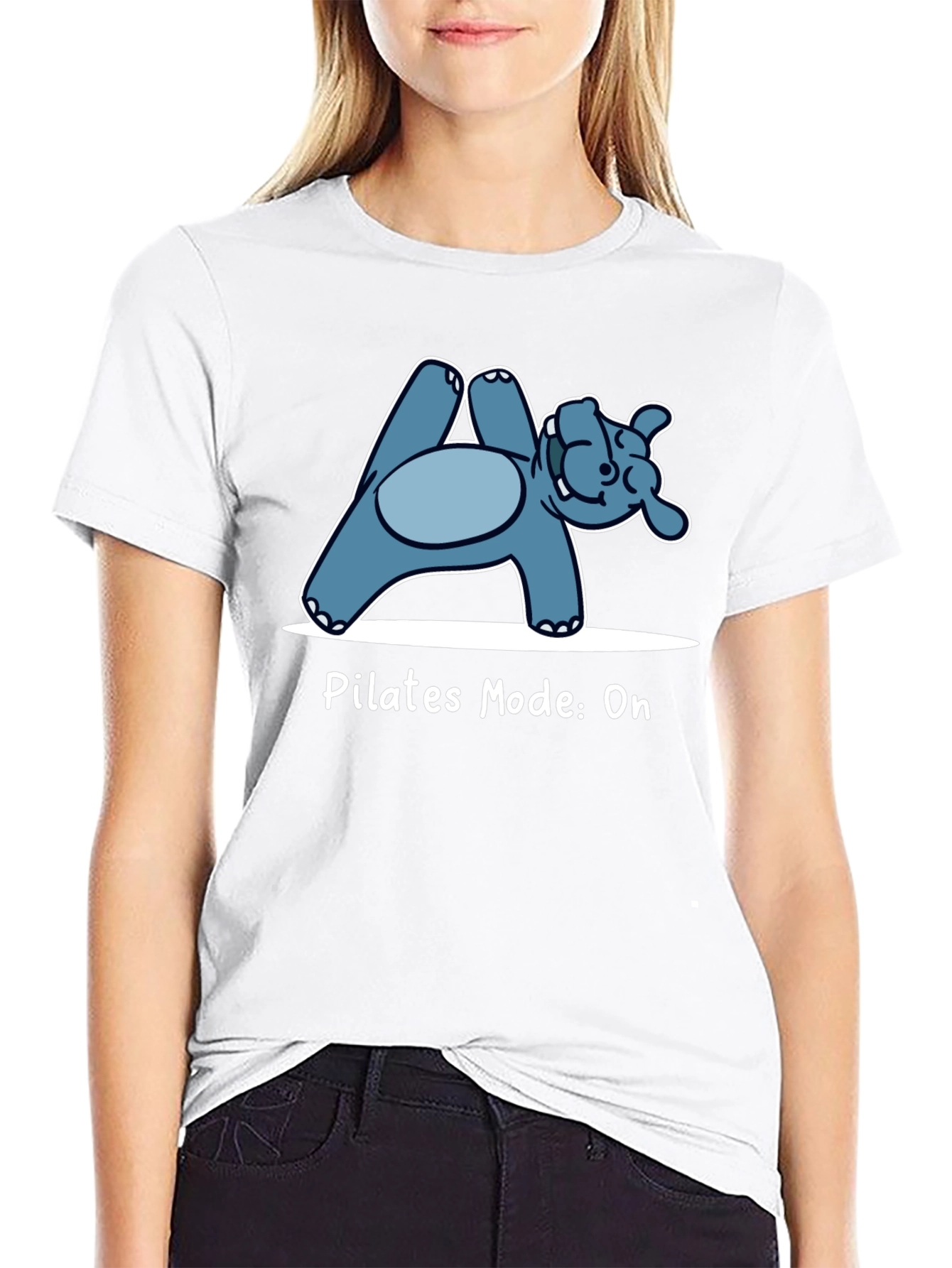 Pilates Hippo Black T-Shirt