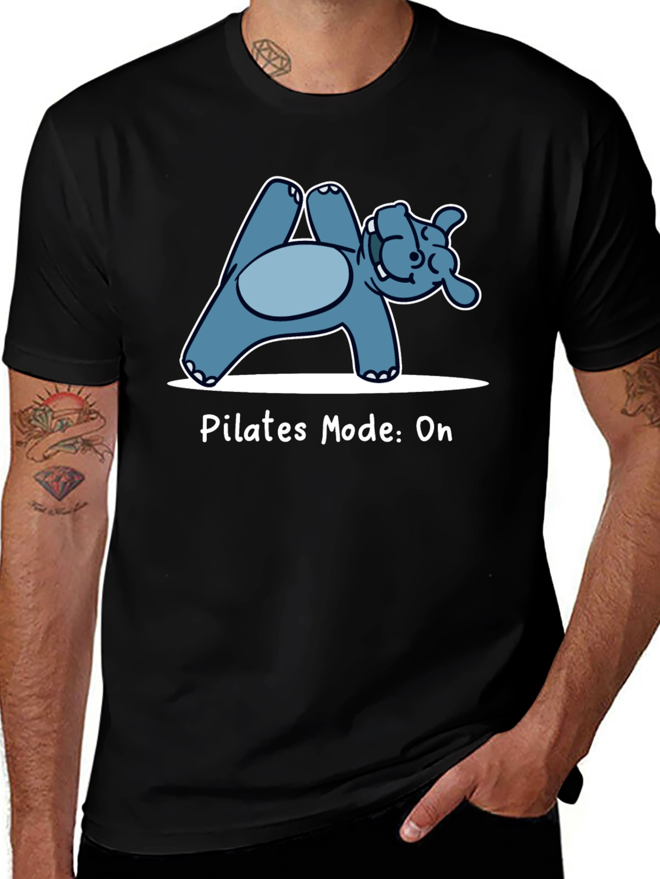 Pilates Hippo Black T-Shirt