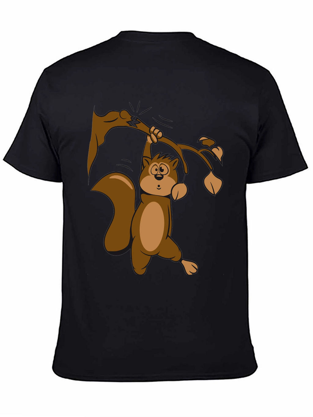 Squirrel on Branch T-Shirt - Black Cotton Tee
