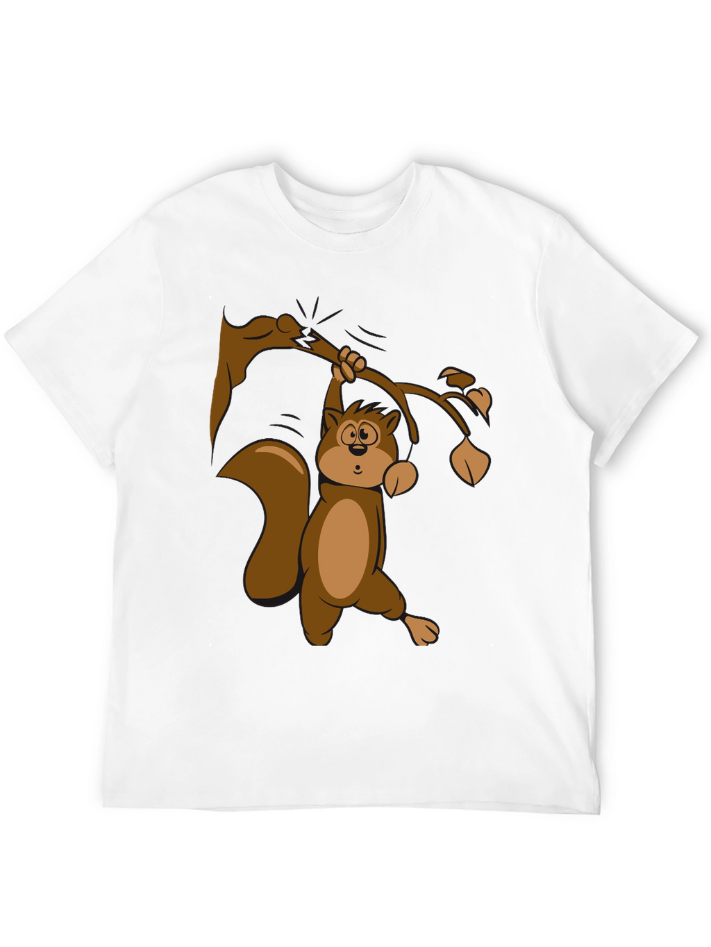 Squirrel on Branch T-Shirt - Black Cotton Tee