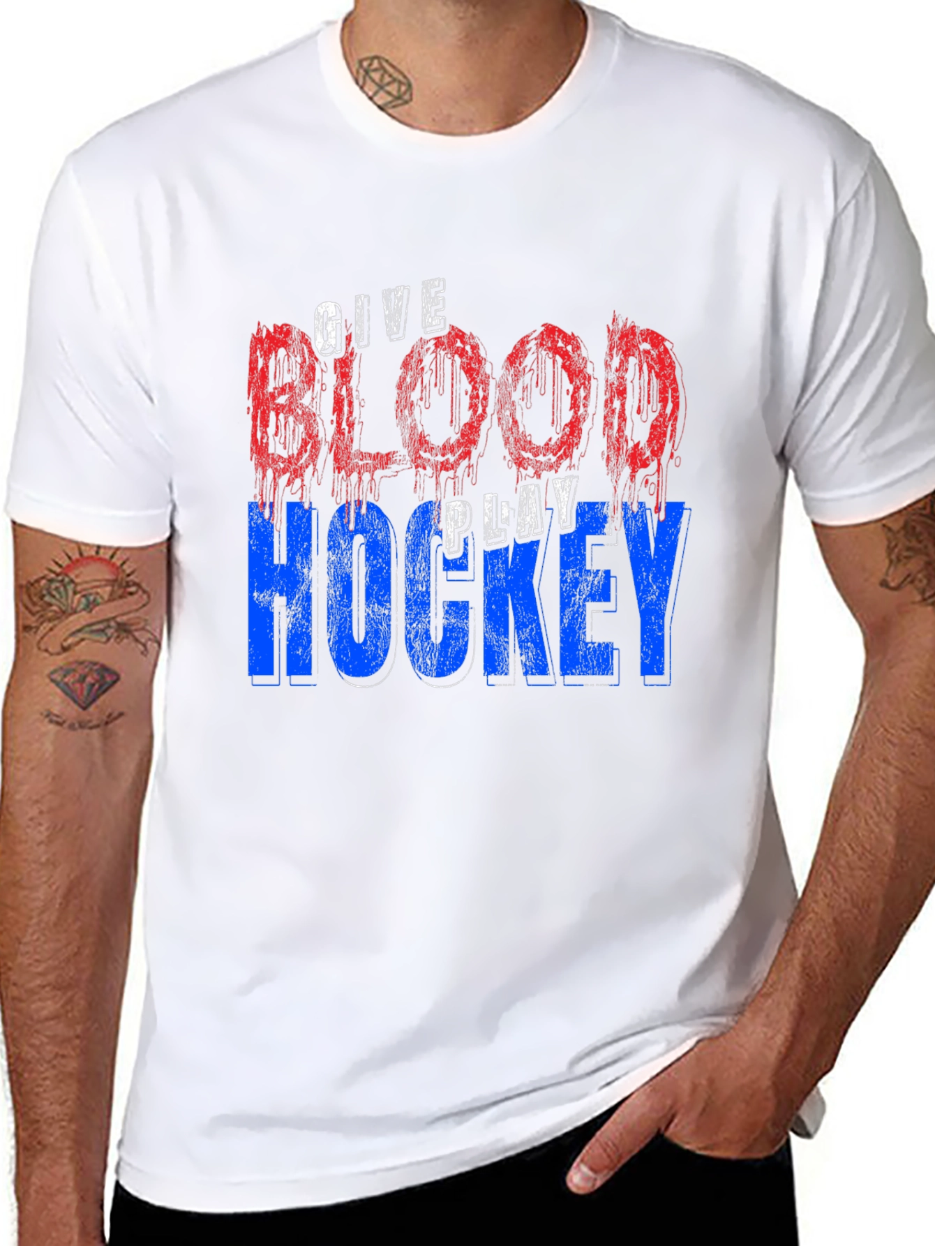 Give Blood Play Hockey Graphic T-Shirt