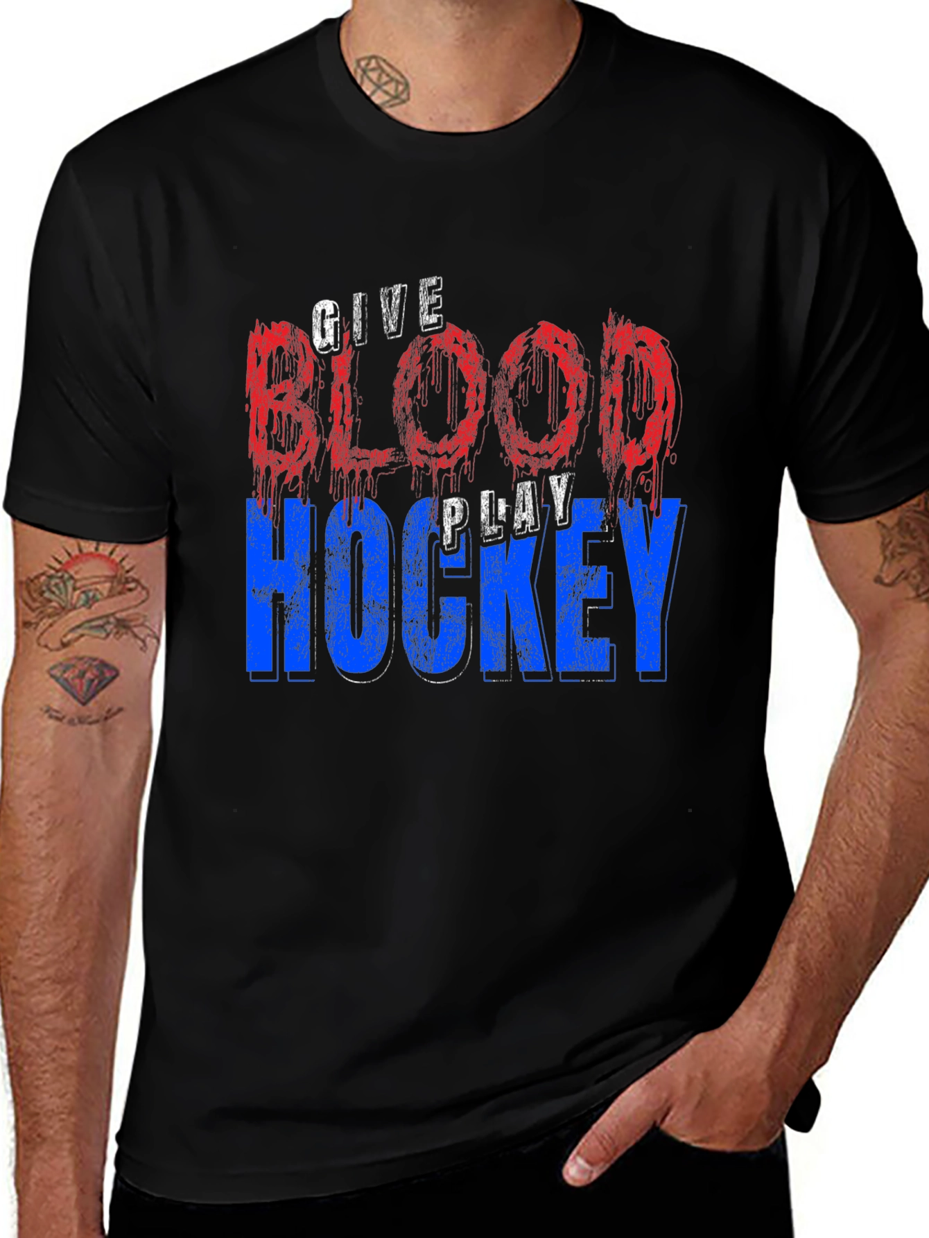 Give Blood Play Hockey Graphic T-Shirt