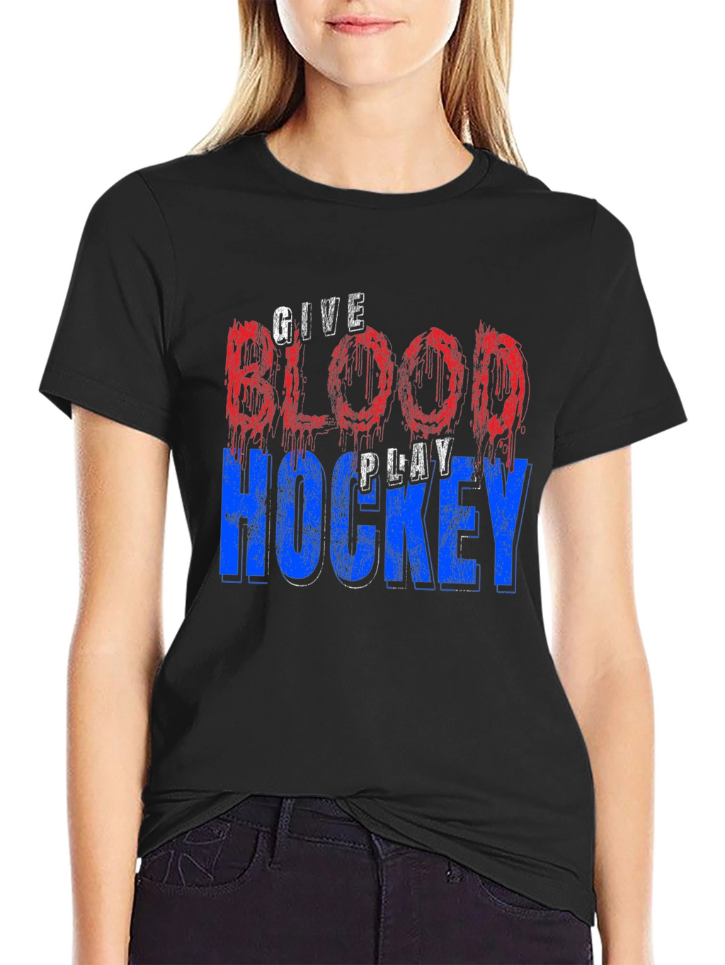 Give Blood Play Hockey Graphic T-Shirt