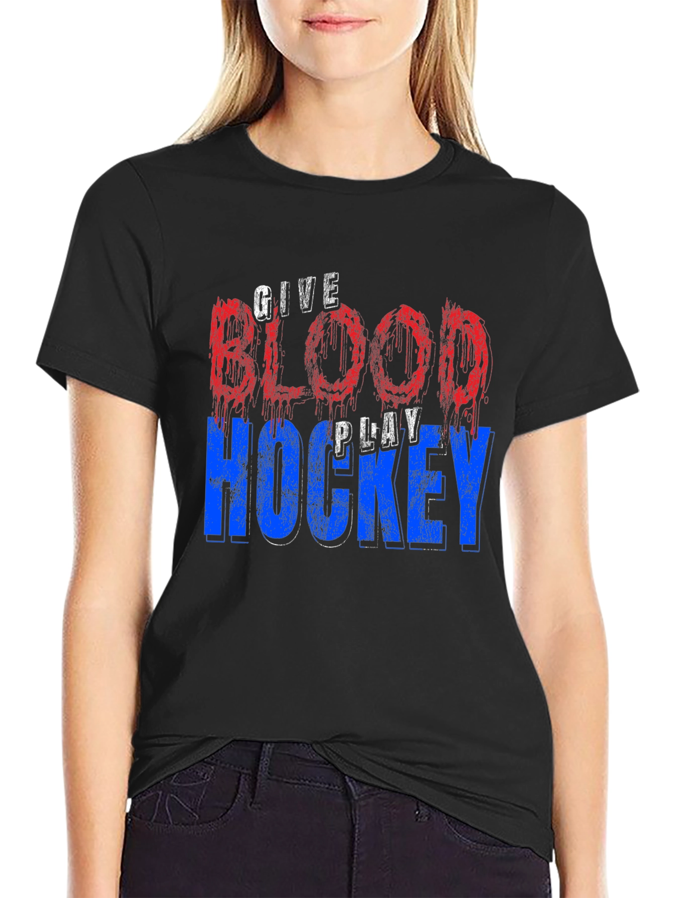 Give Blood Play Hockey Graphic T-Shirt