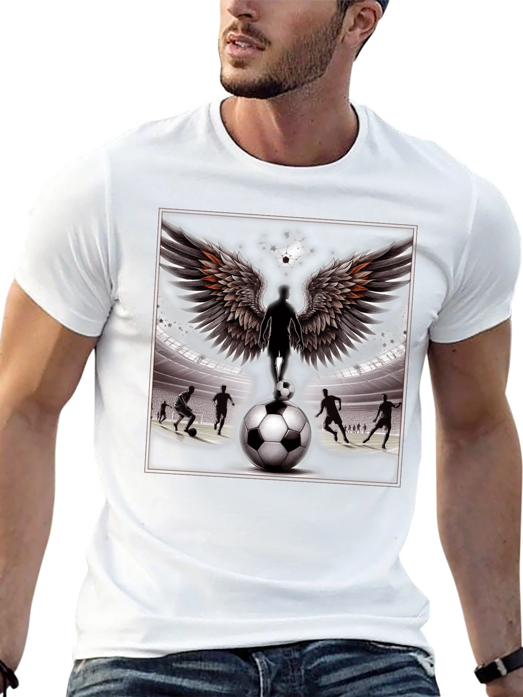 Soccer Angel Wings Graphic T-Shirt