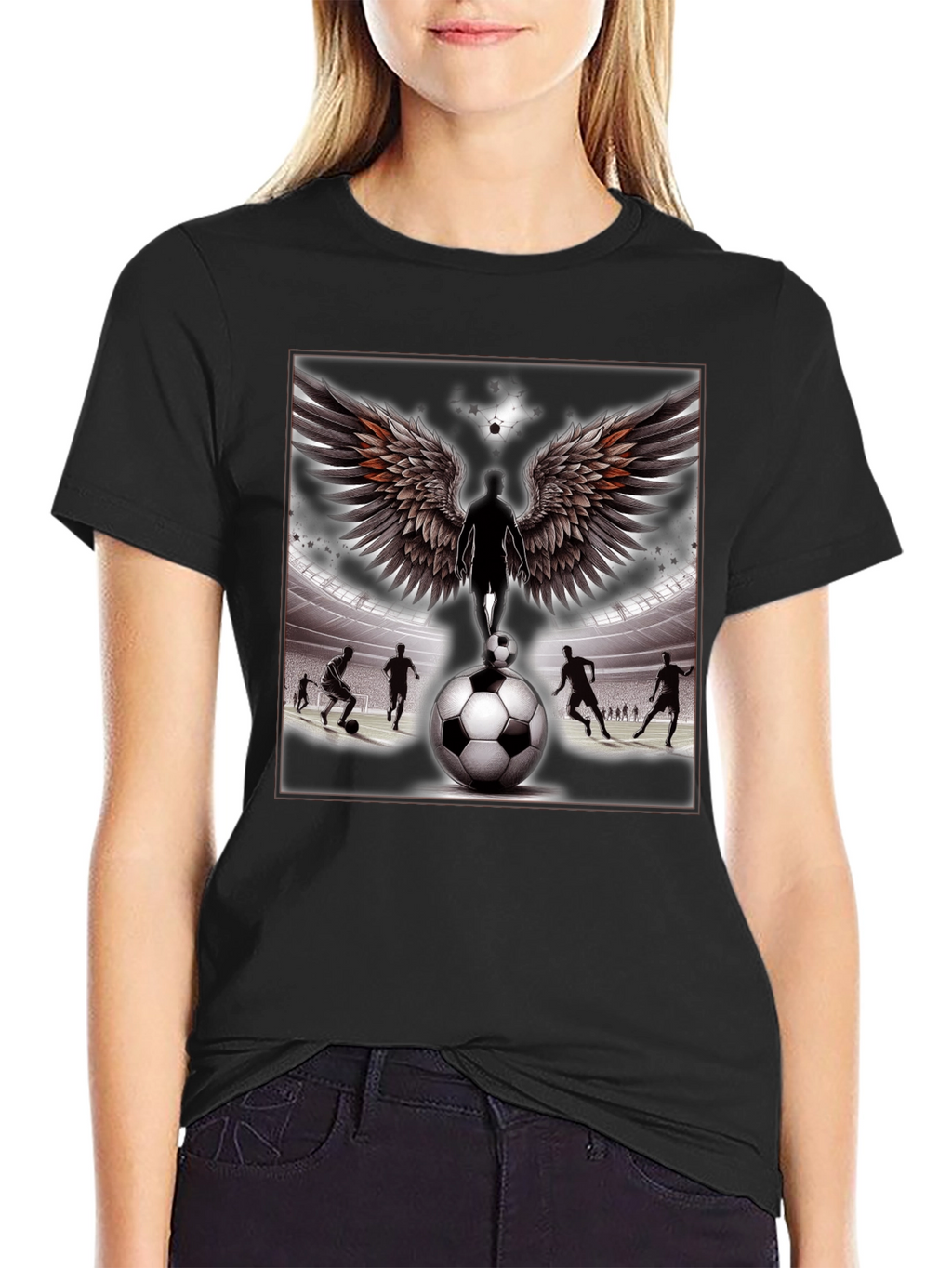 Soccer Angel Wings Graphic T-Shirt