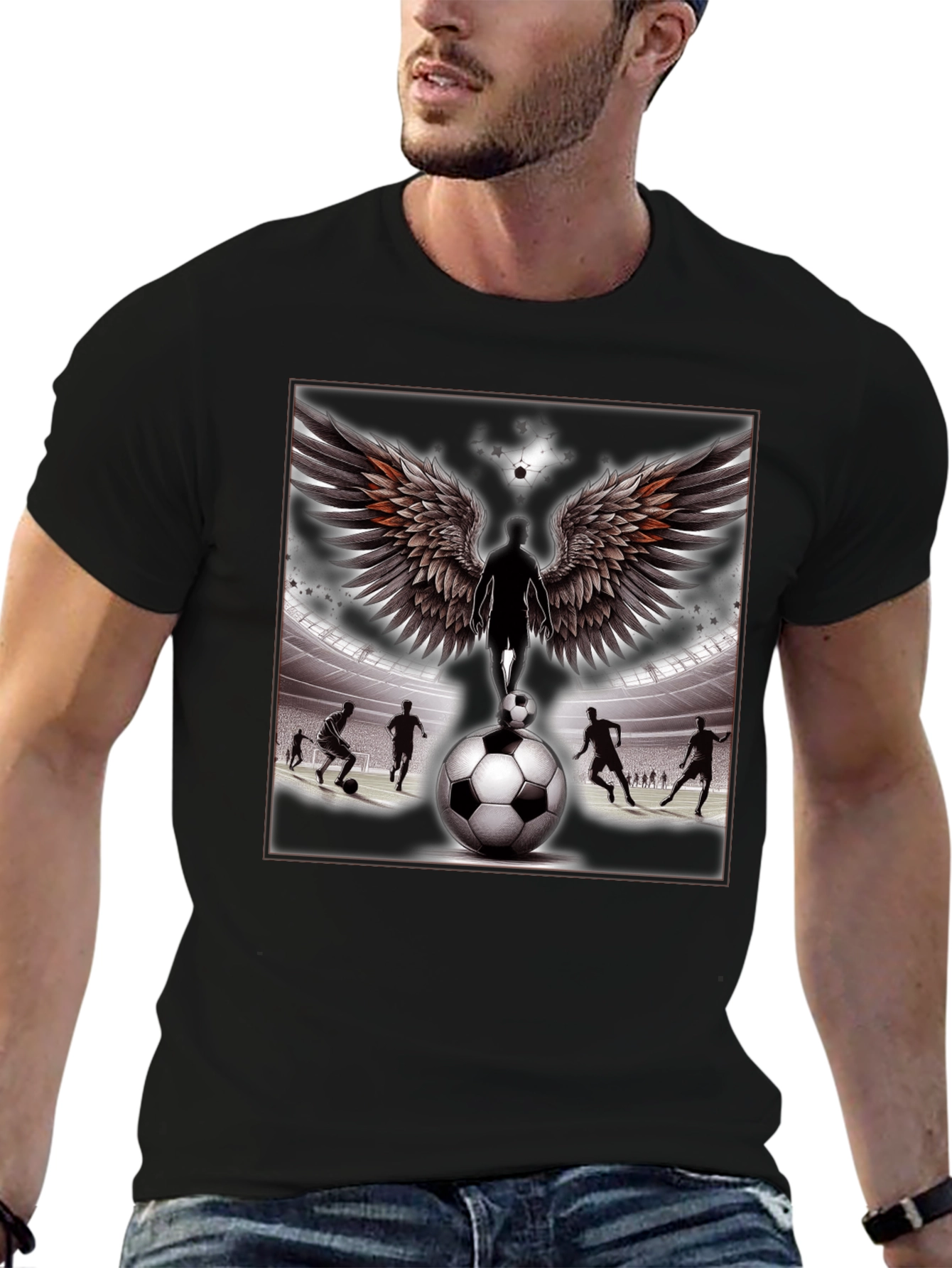 Soccer Angel Wings Graphic T-Shirt