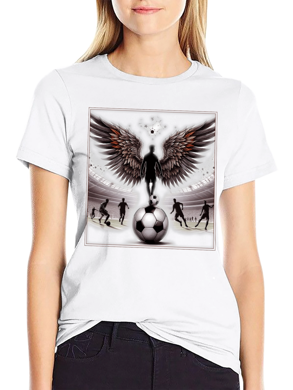 Soccer Angel Wings Graphic T-Shirt