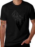 Mens Black Graphic Tee - Mountain Scene