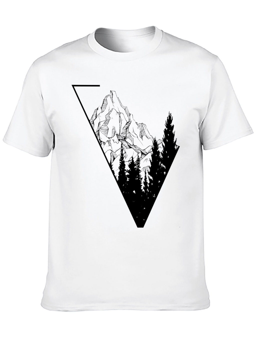 Mens Black Graphic Tee - Mountain Scene