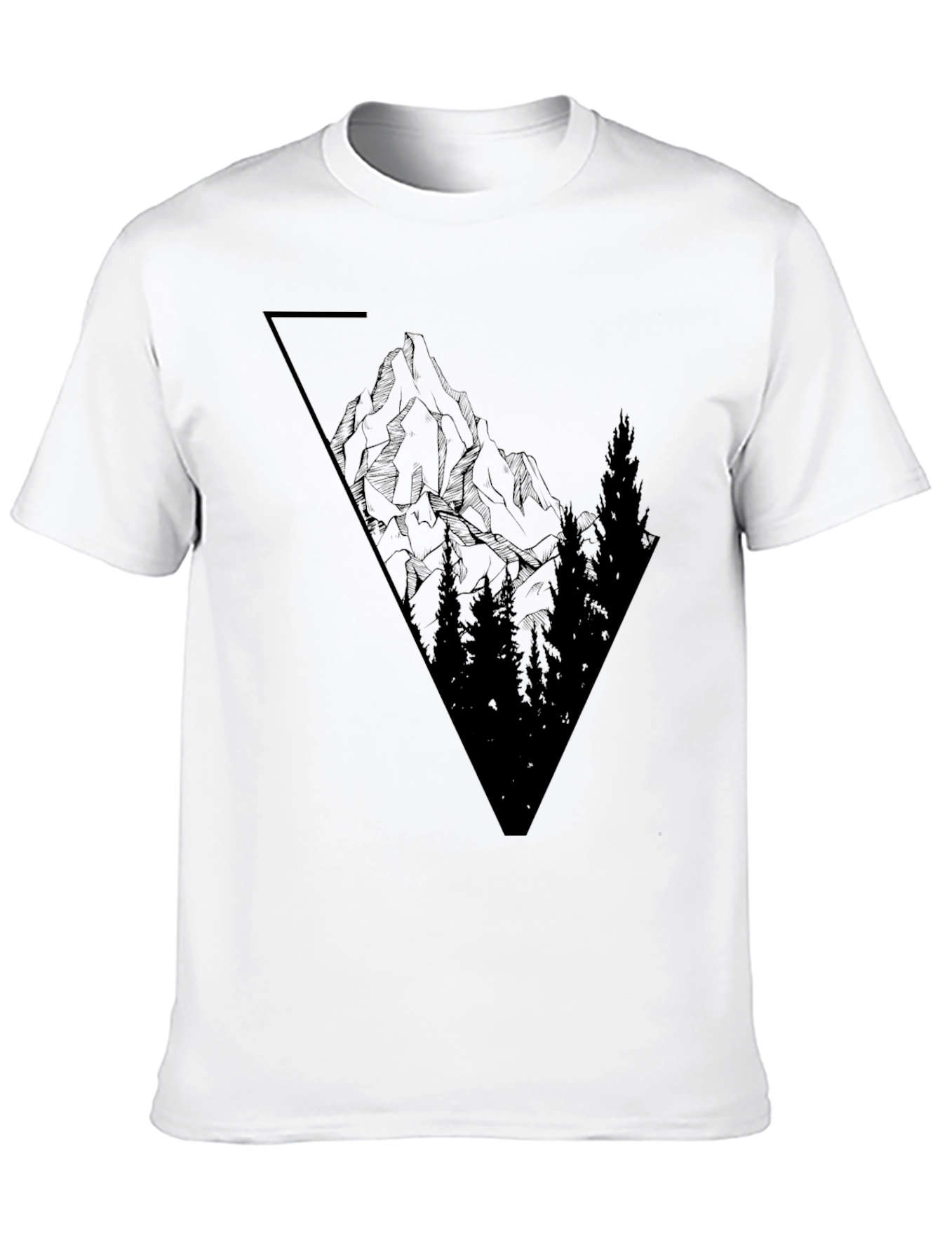 Mens Black Graphic Tee - Mountain Scene