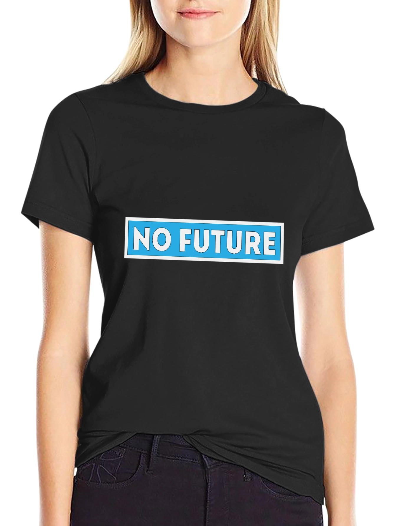 No Future Graphic Tee - Black Cotton Blend