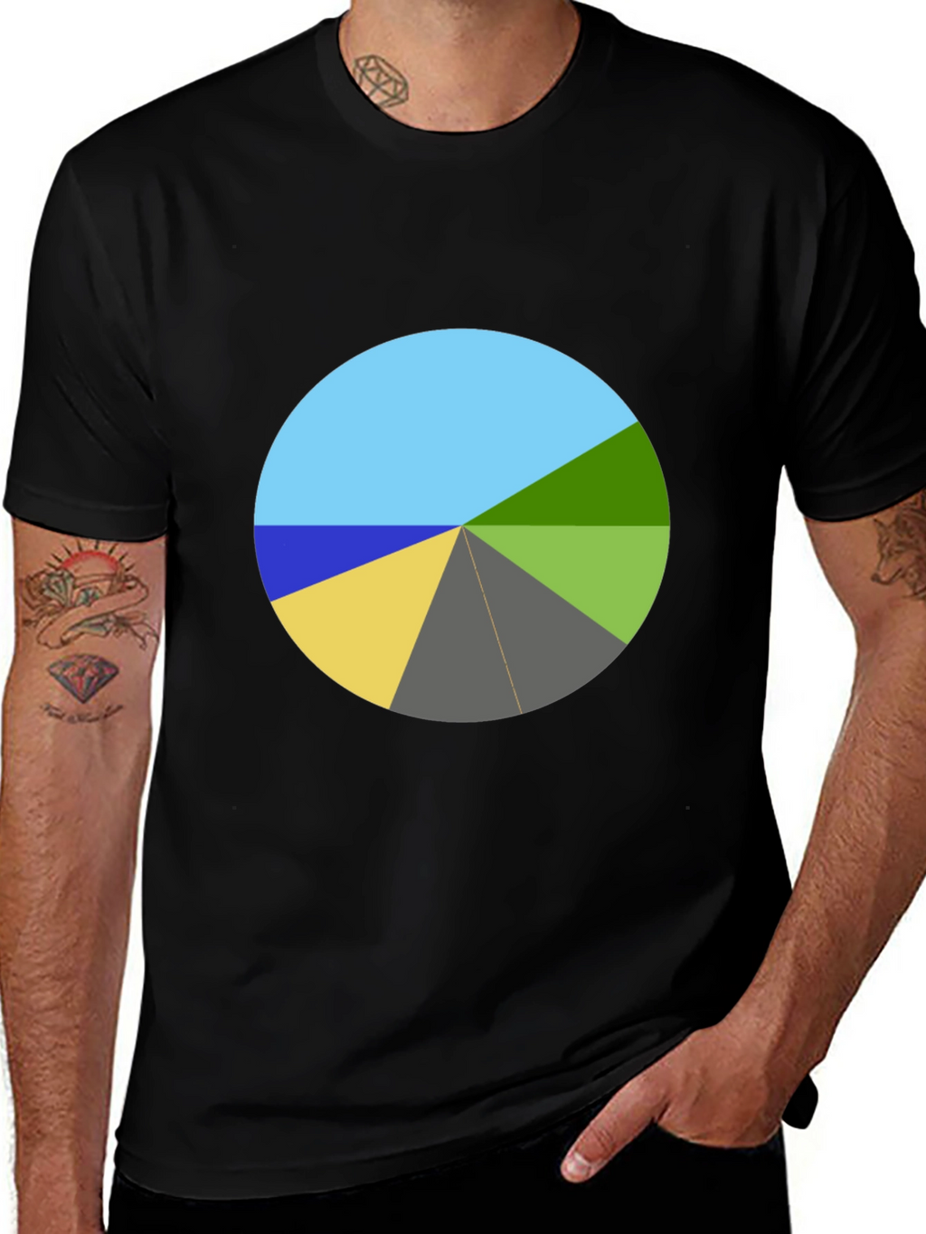 Geometric Pie Chart Graphic Tee - Unique Design