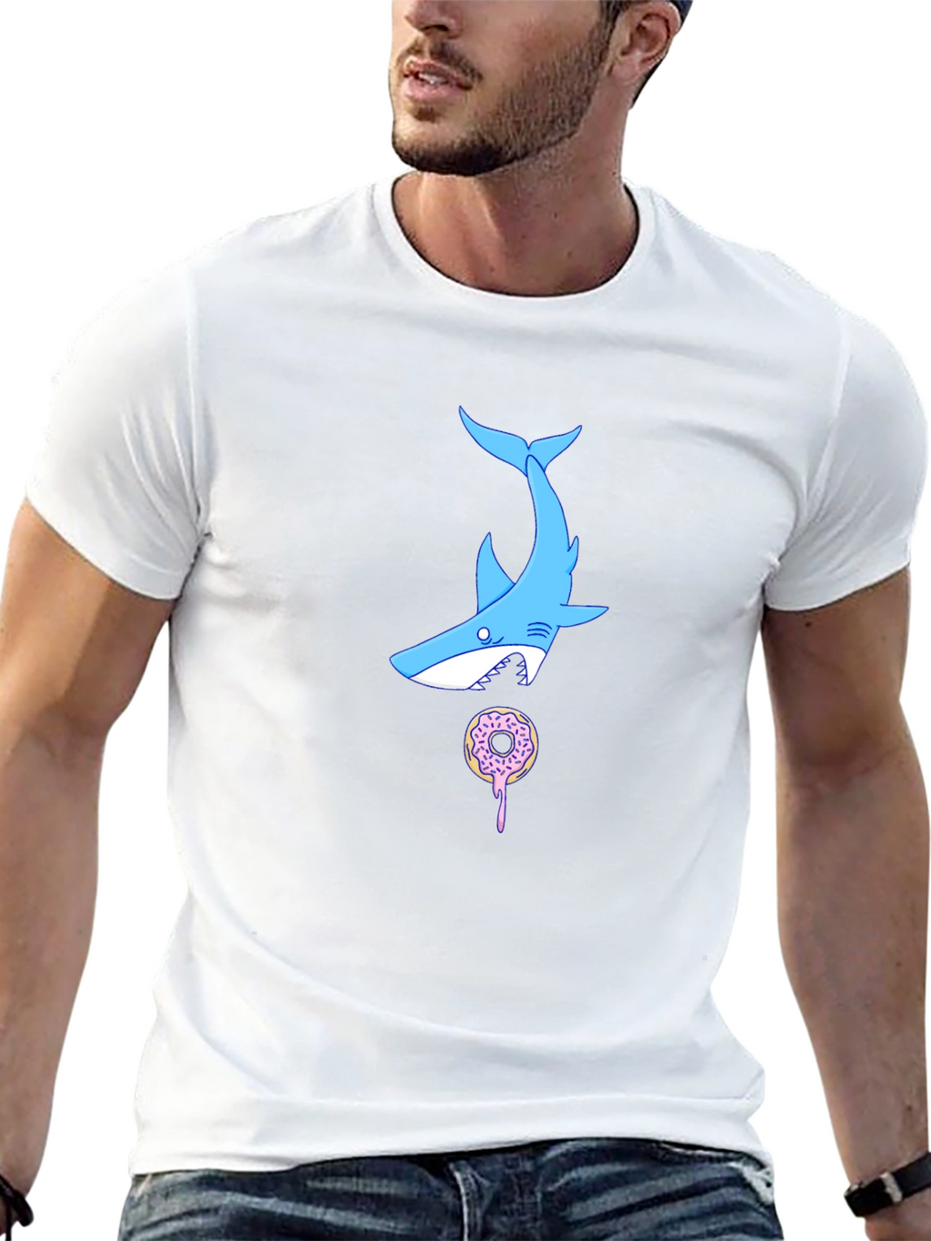 Shark Donut T-Shirt - Black Cotton Tee