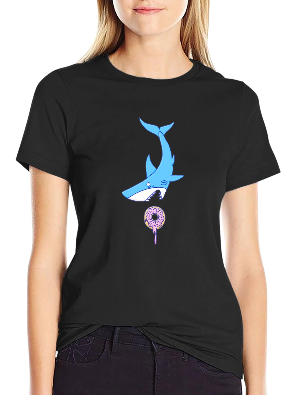 Shark Donut T-Shirt - Black Cotton Tee