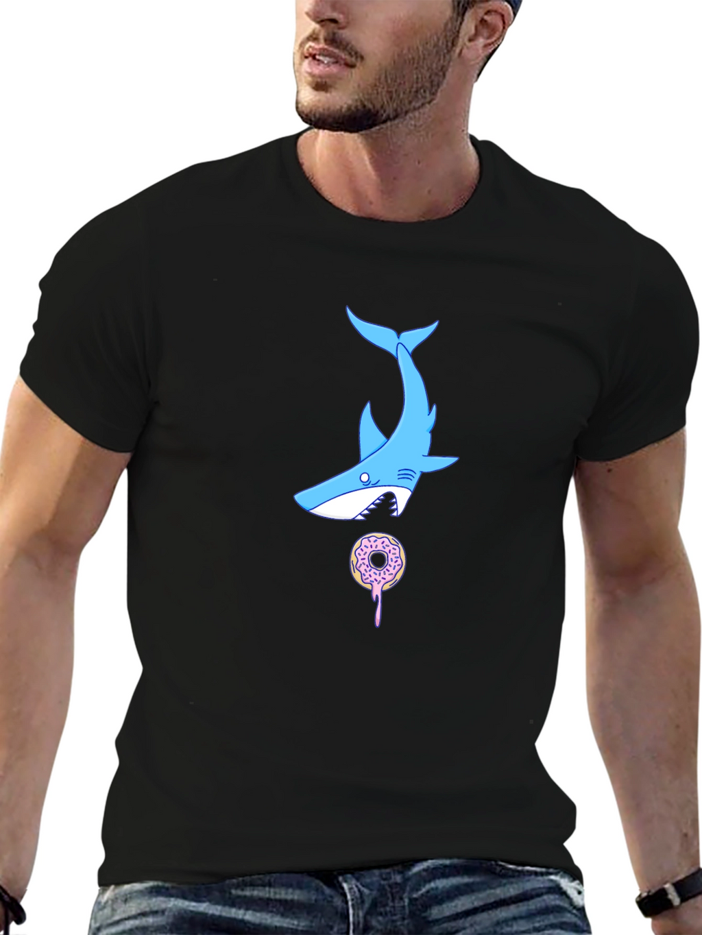 Shark Donut T-Shirt - Black Cotton Tee