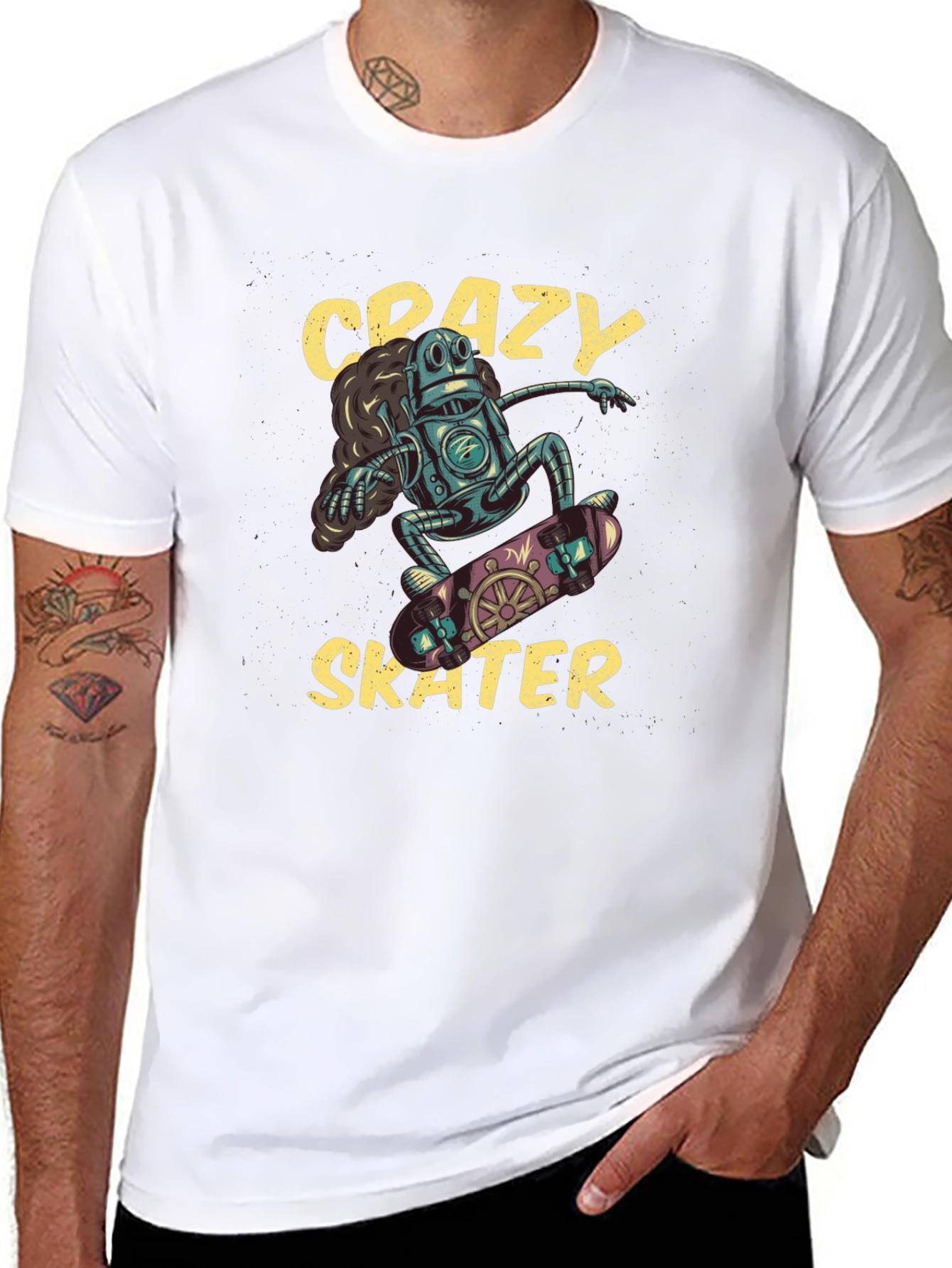 Crazy Skater Robot T-Shirt