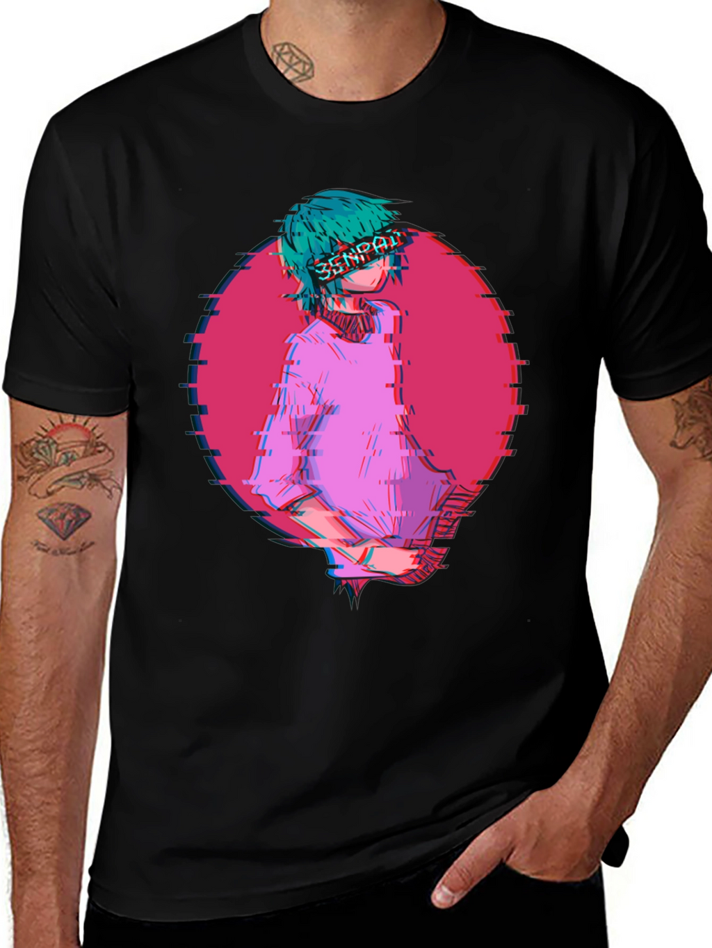 Anime Senpai Graphic Tee - Black