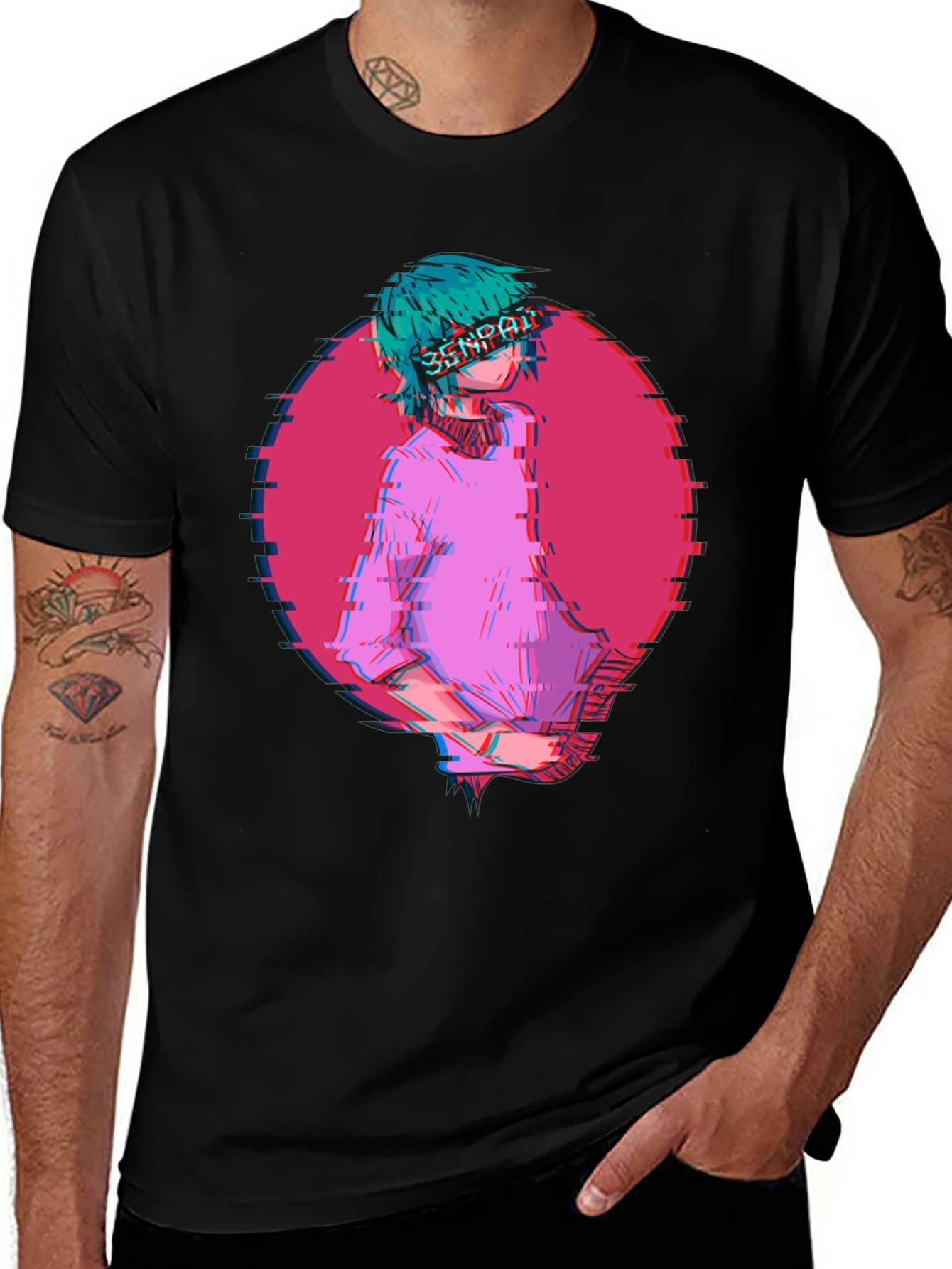 Anime Senpai Graphic Tee - Black