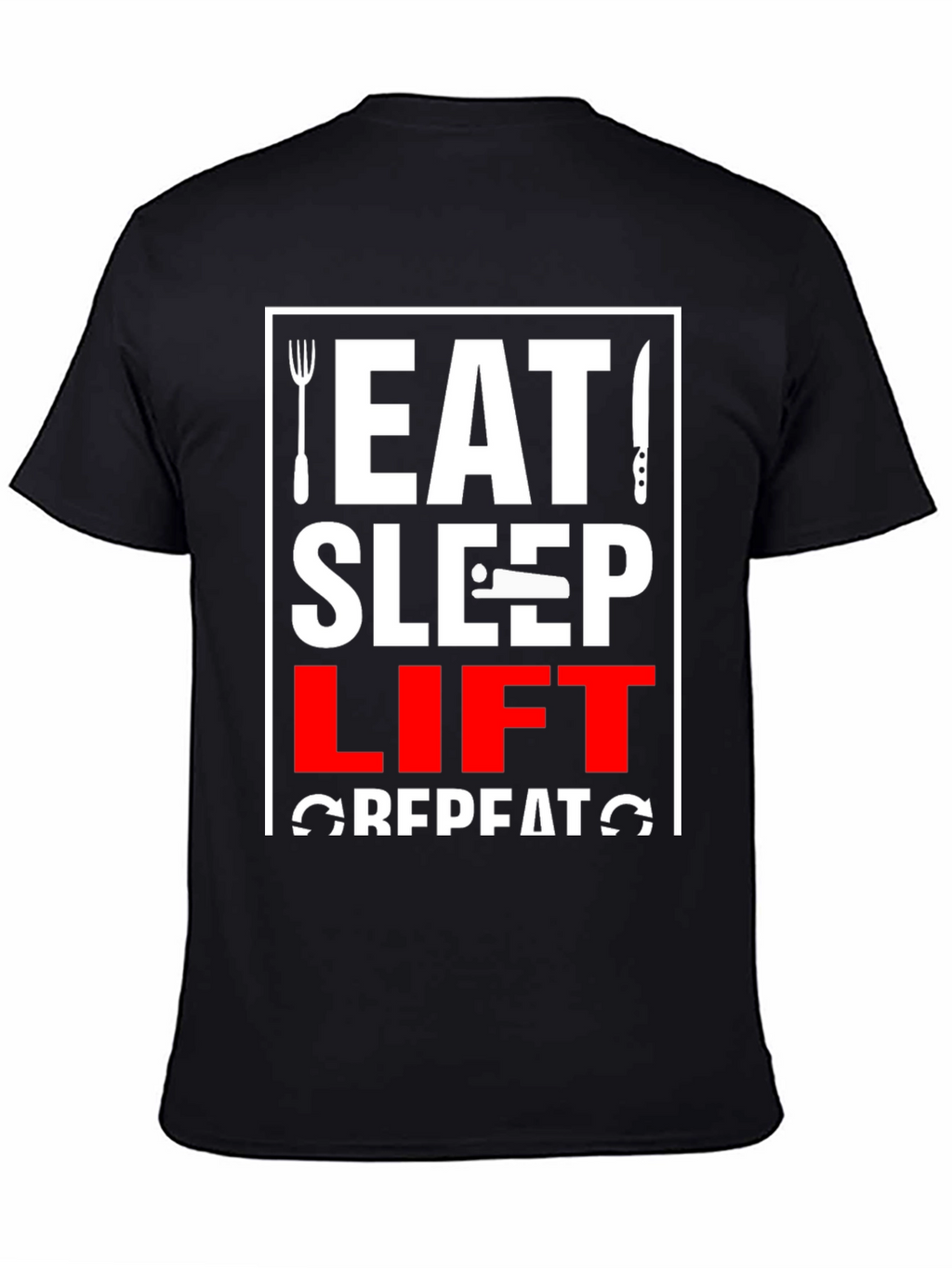 Eat Sleep Lift Repeat Black Graphic Tee