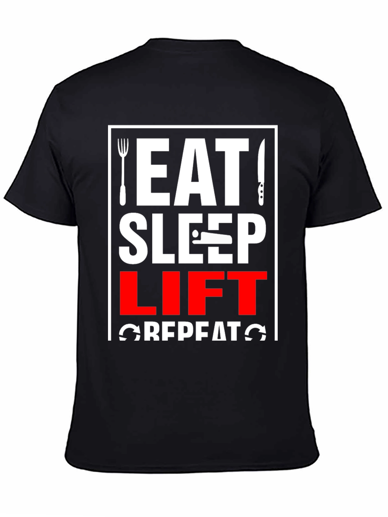 Eat Sleep Lift Repeat Black Graphic Tee