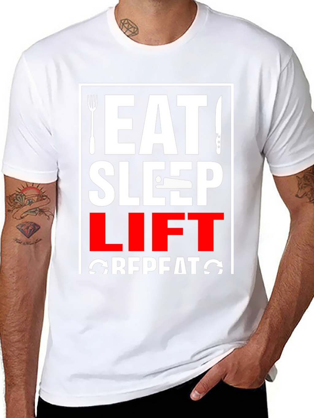 Eat Sleep Lift Repeat Black Graphic Tee