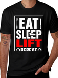 Eat Sleep Lift Repeat Black Graphic Tee