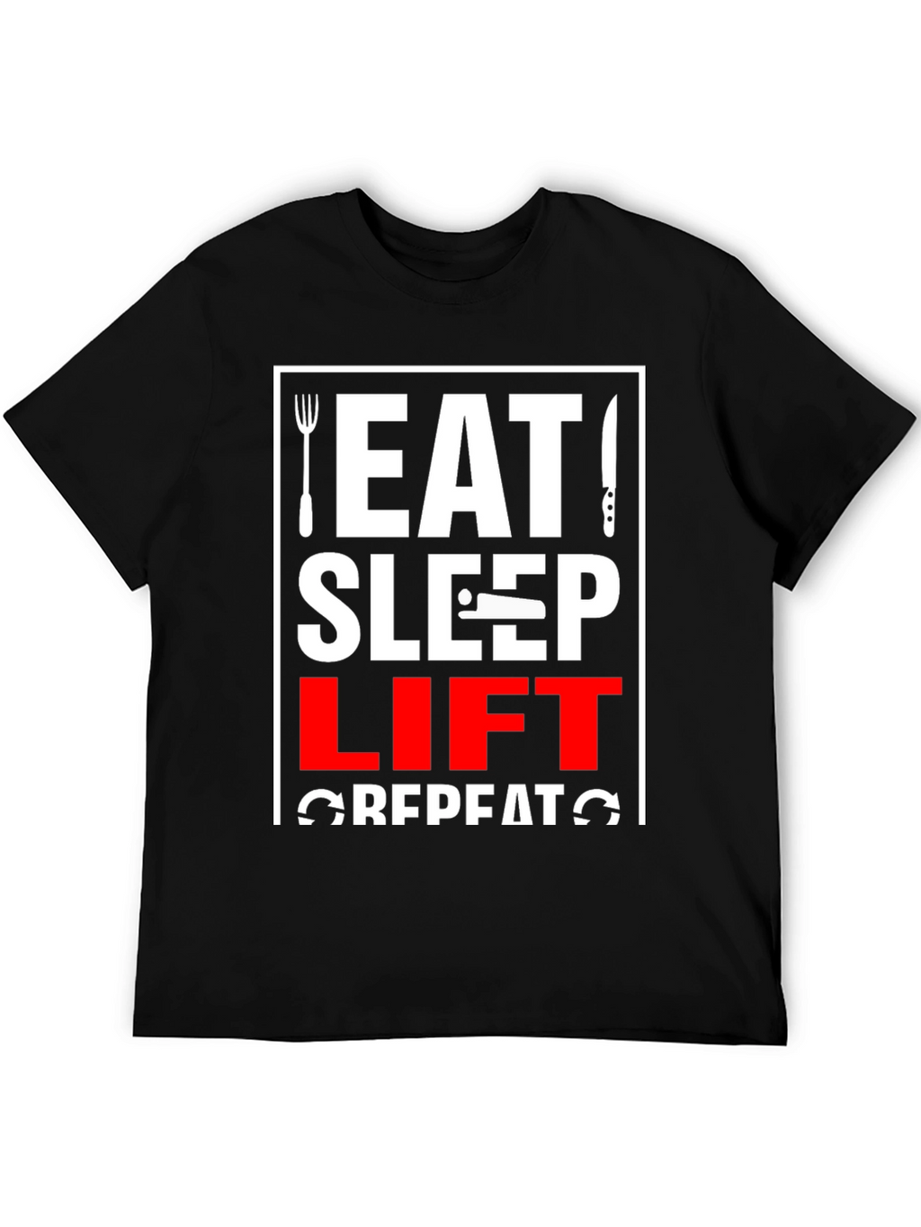 Eat Sleep Lift Repeat Black Graphic Tee