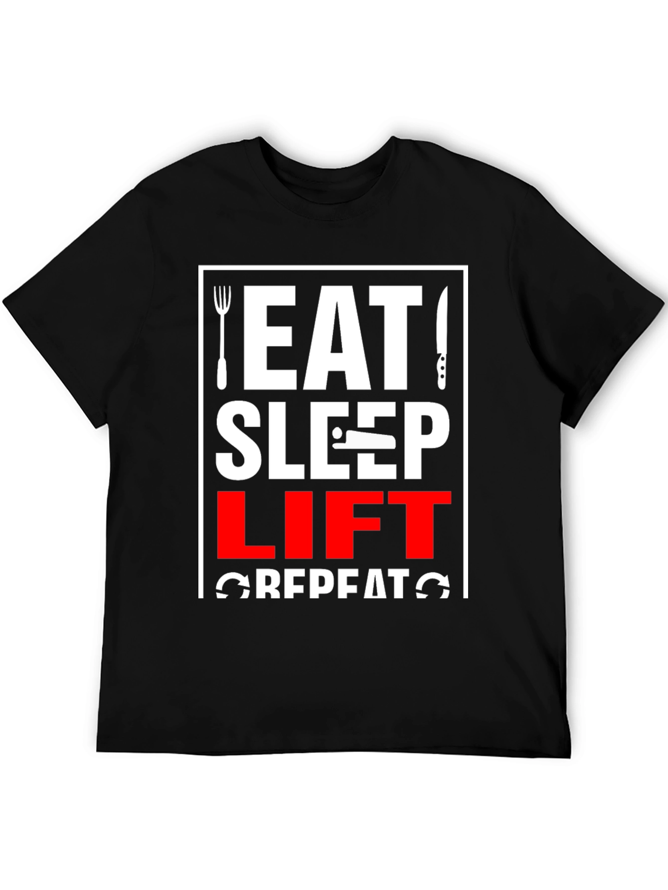 Eat Sleep Lift Repeat Black Graphic Tee