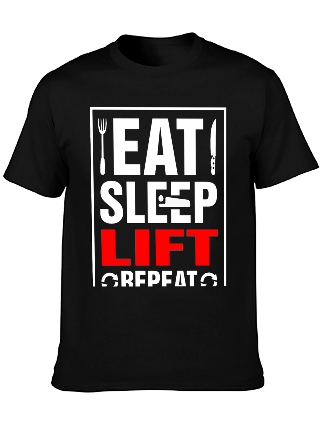 Eat Sleep Lift Repeat Black Graphic Tee