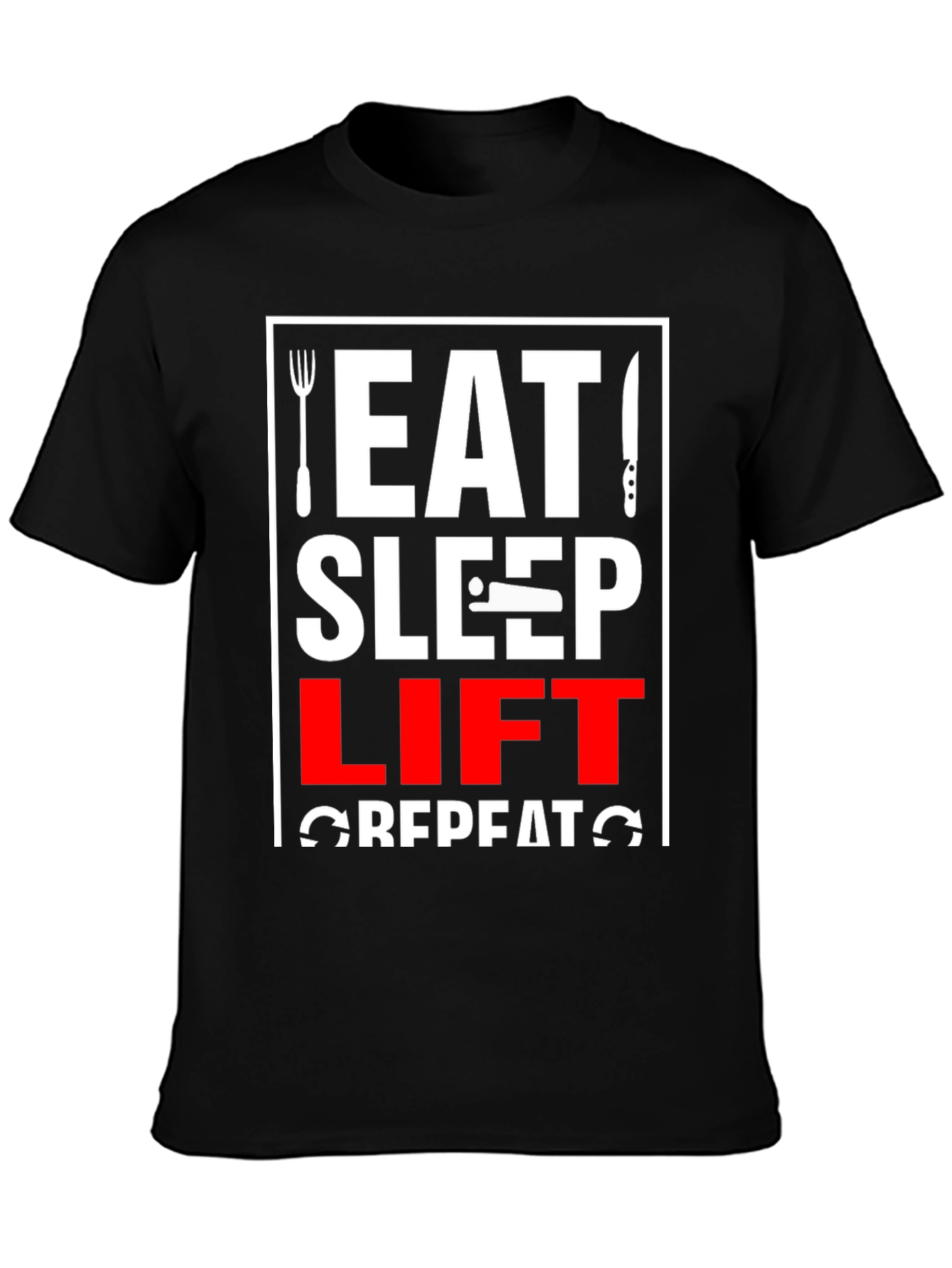 Eat Sleep Lift Repeat Black Graphic Tee