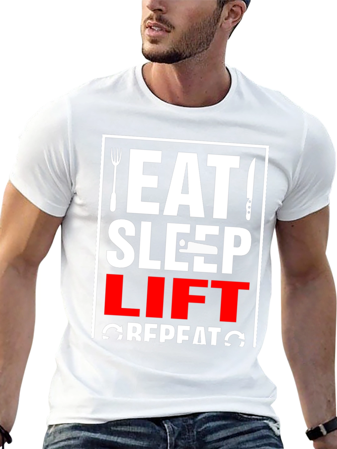 Eat Sleep Lift Repeat Black Graphic Tee