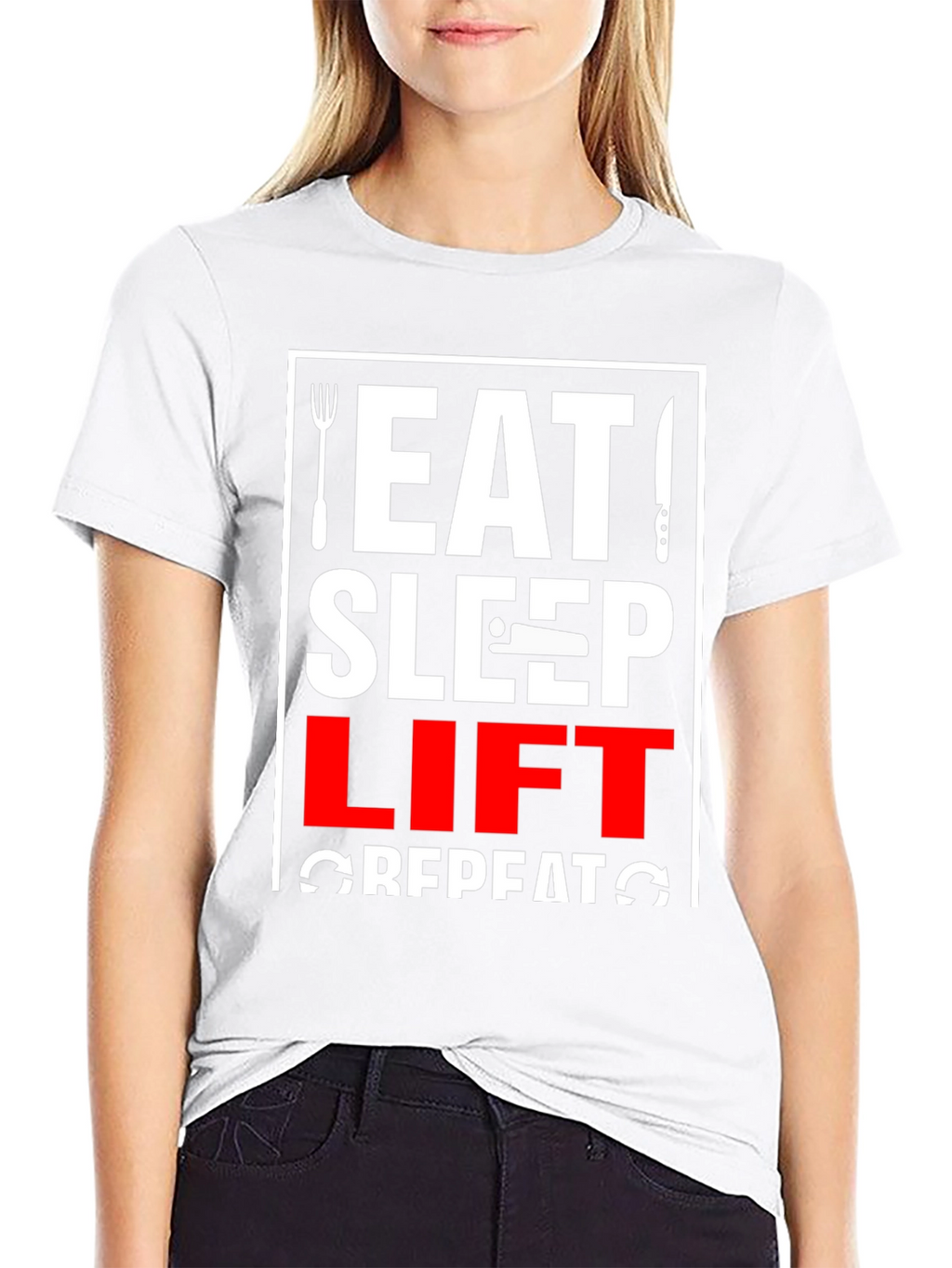 Eat Sleep Lift Repeat Black Graphic Tee