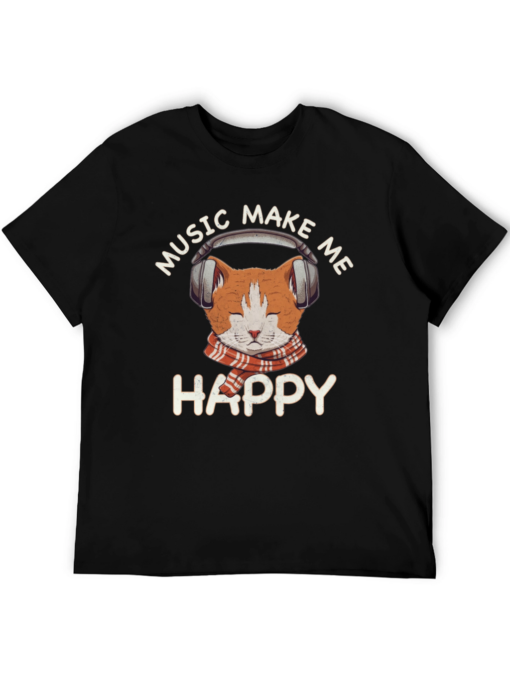 Music Loving Cat T-Shirt - Makes Me Happy