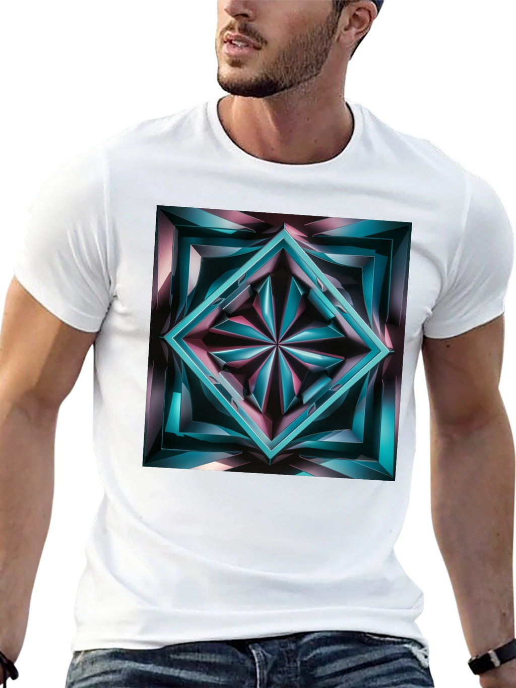 Abstract Jewel Graphic Black T-Shirt