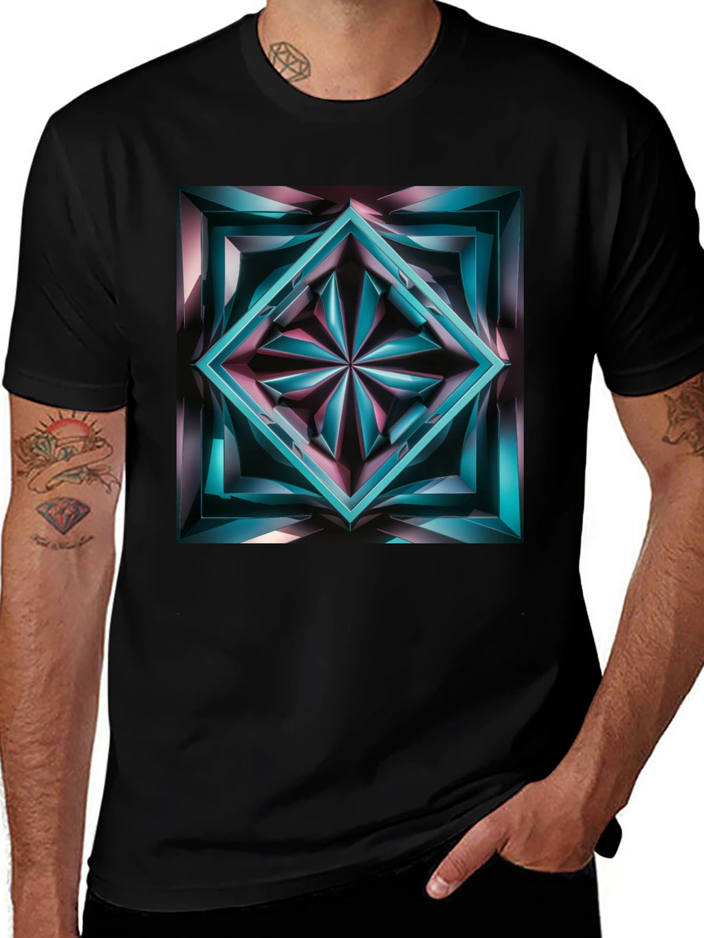 Abstract Jewel Graphic Black T-Shirt