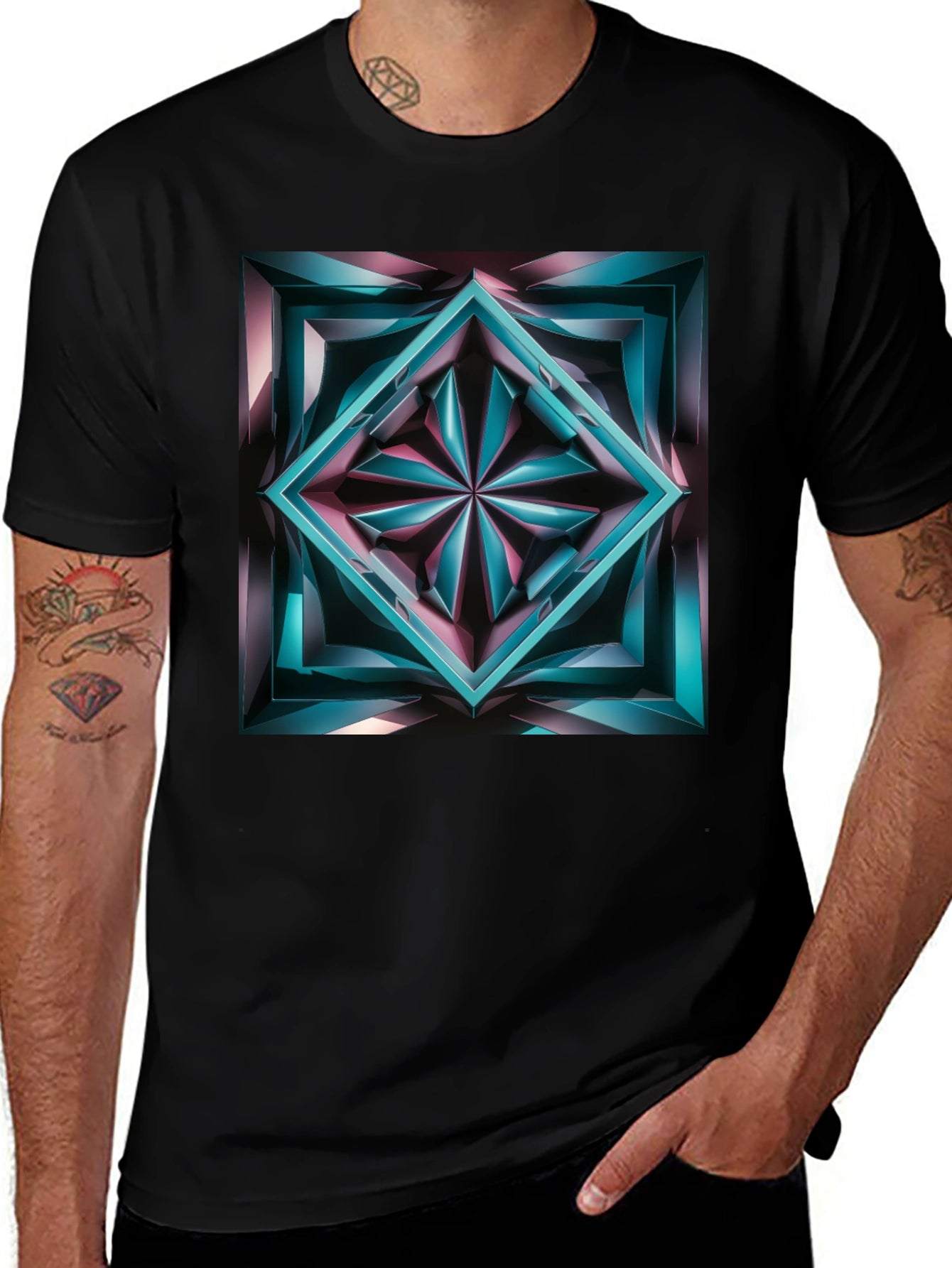 Abstract Jewel Graphic Black T-Shirt