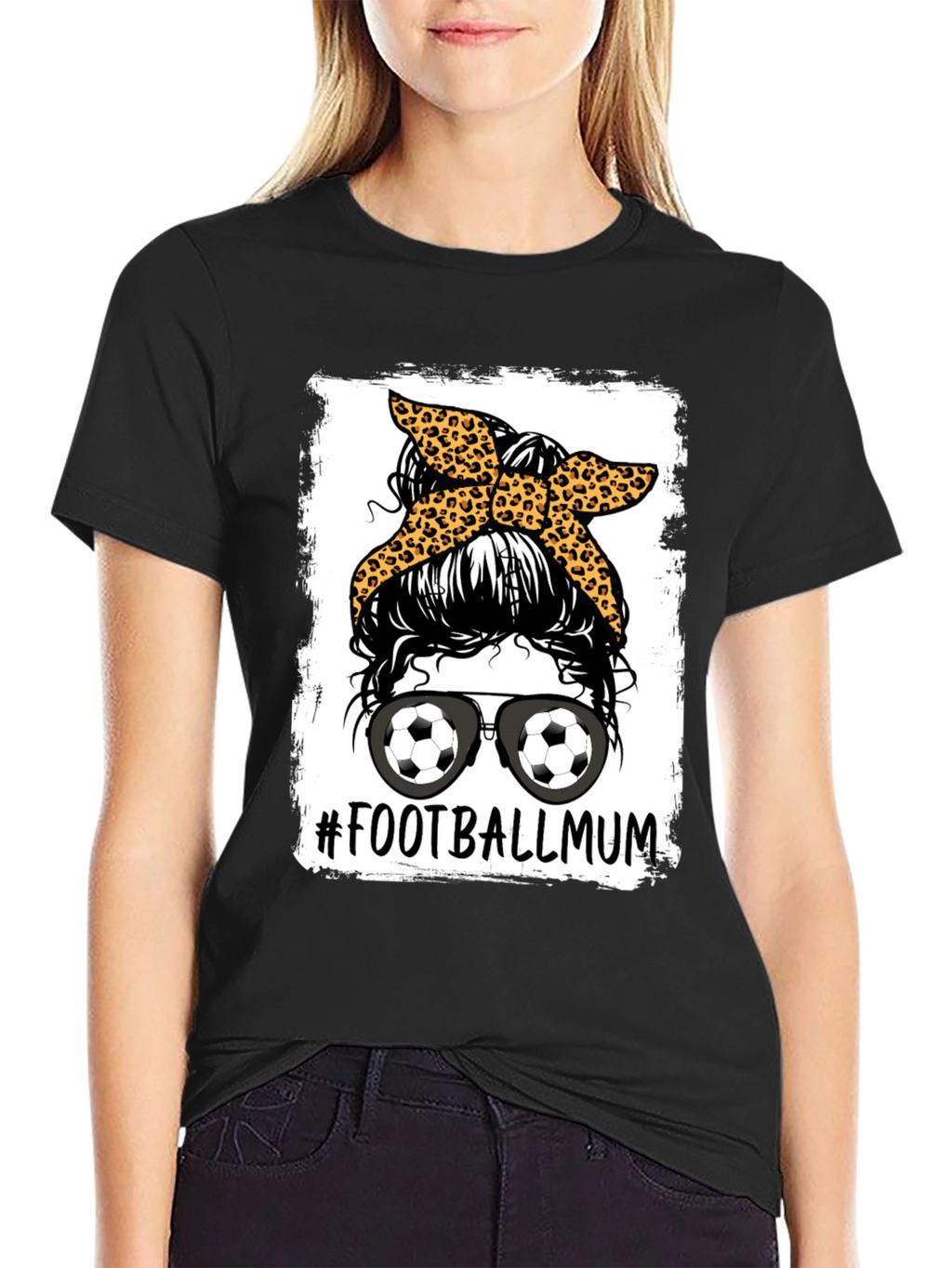 Football Mum Graphic Tee - Messy Bun Design