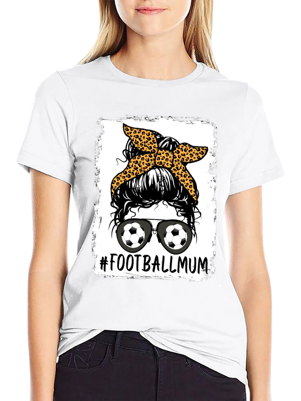Football Mum Graphic Tee - Messy Bun Design