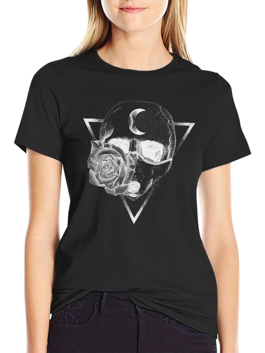 Skull & Rose Graphic Tee - Dark Aesthetic