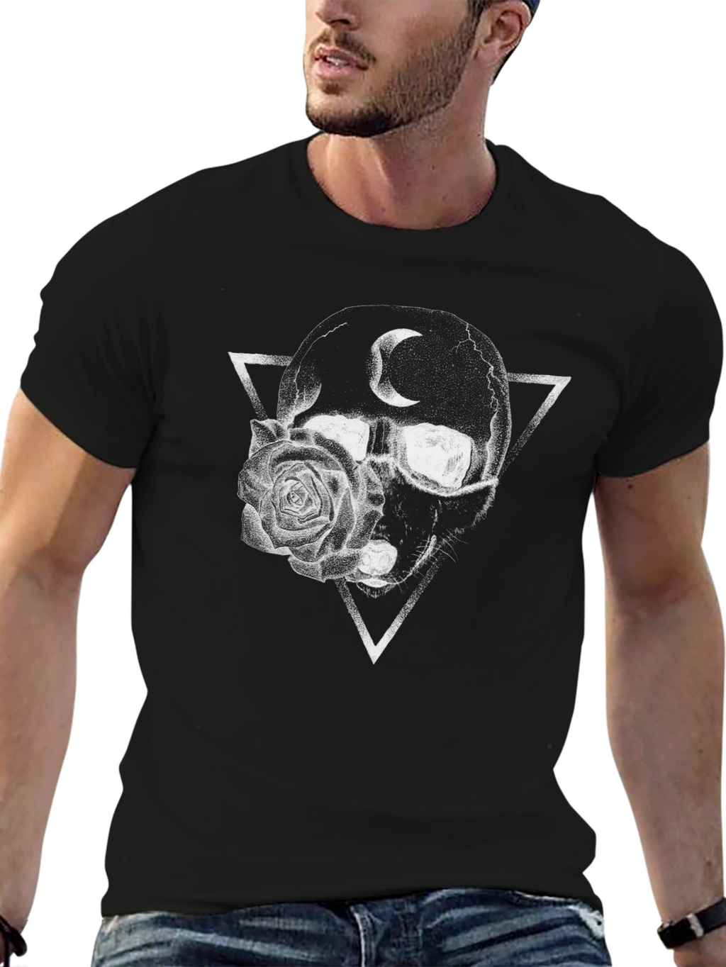 Skull & Rose Graphic Tee - Dark Aesthetic