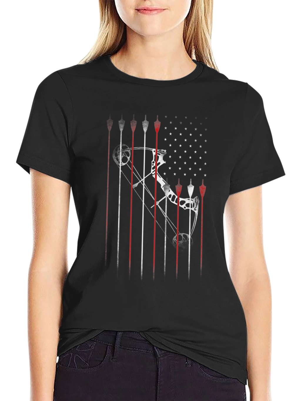 Archery Bow & Arrow Graphic T-Shirt - Black
