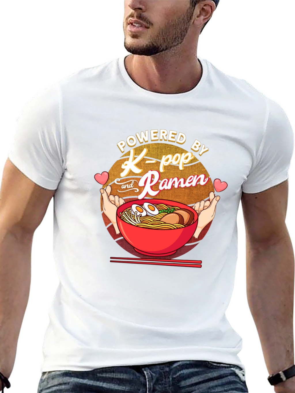 Powered by K-Pop and Ramen Black T-Shirt