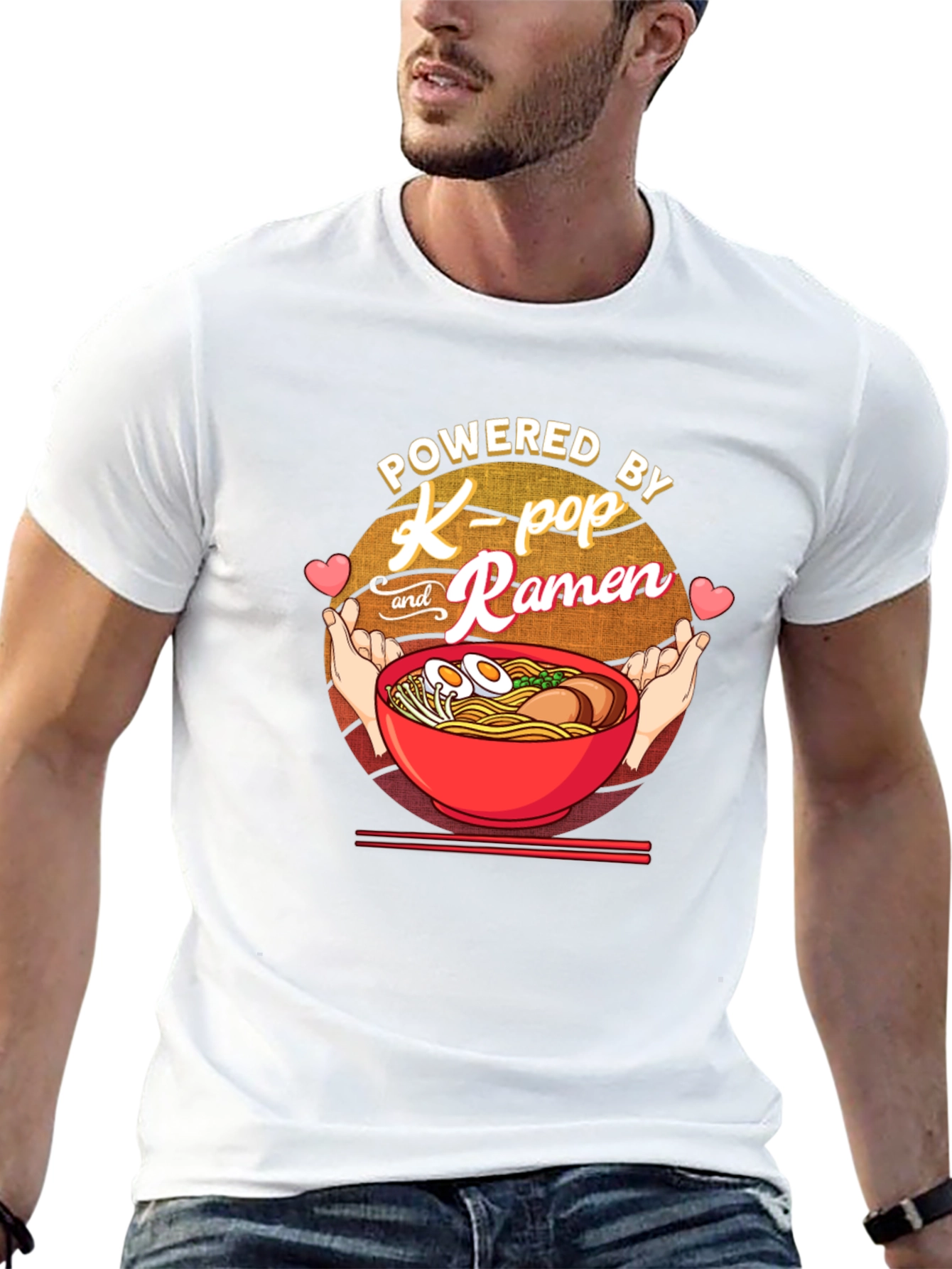 Powered by K-Pop and Ramen Black T-Shirt