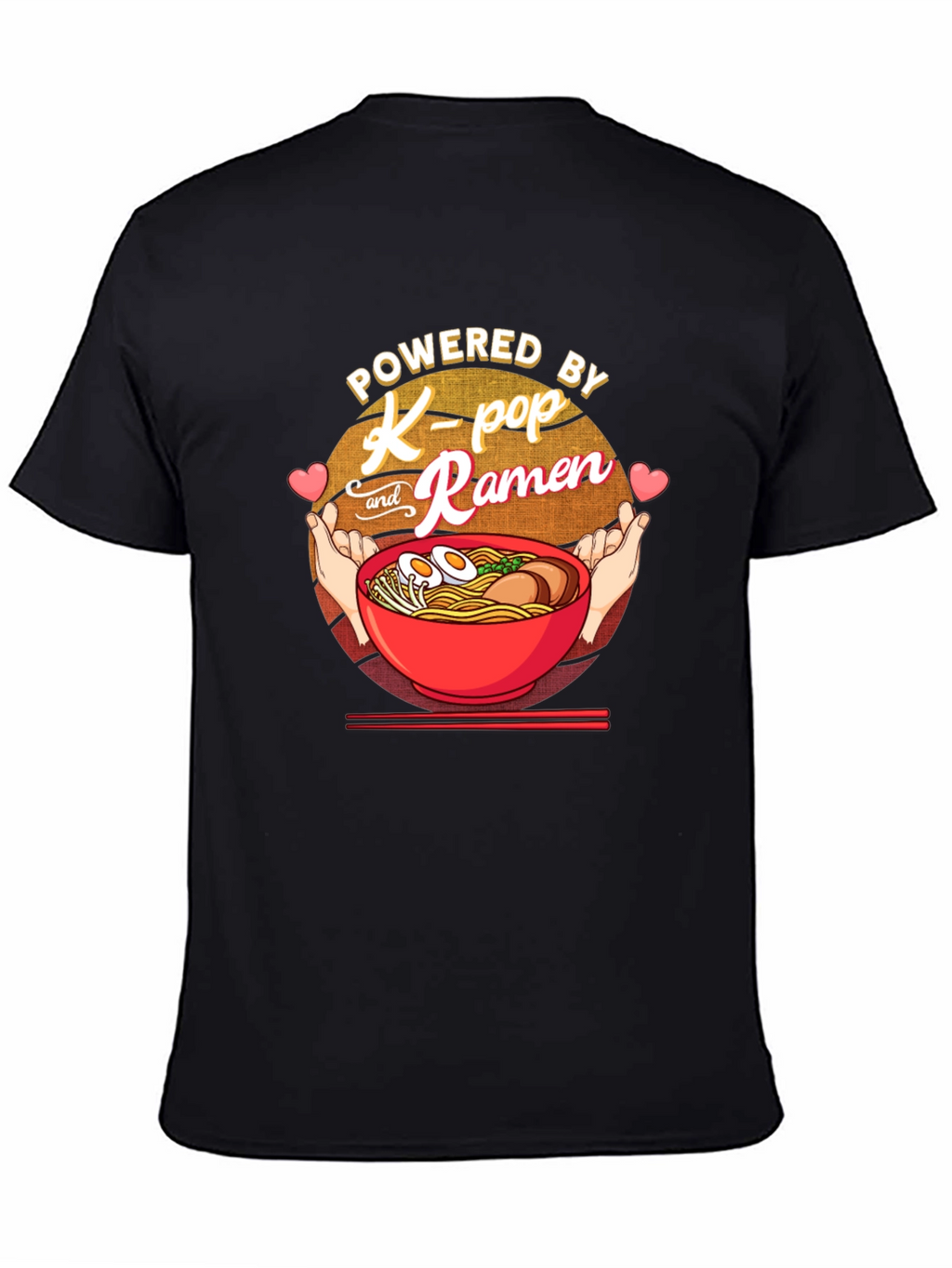 Powered by K-Pop and Ramen Black T-Shirt