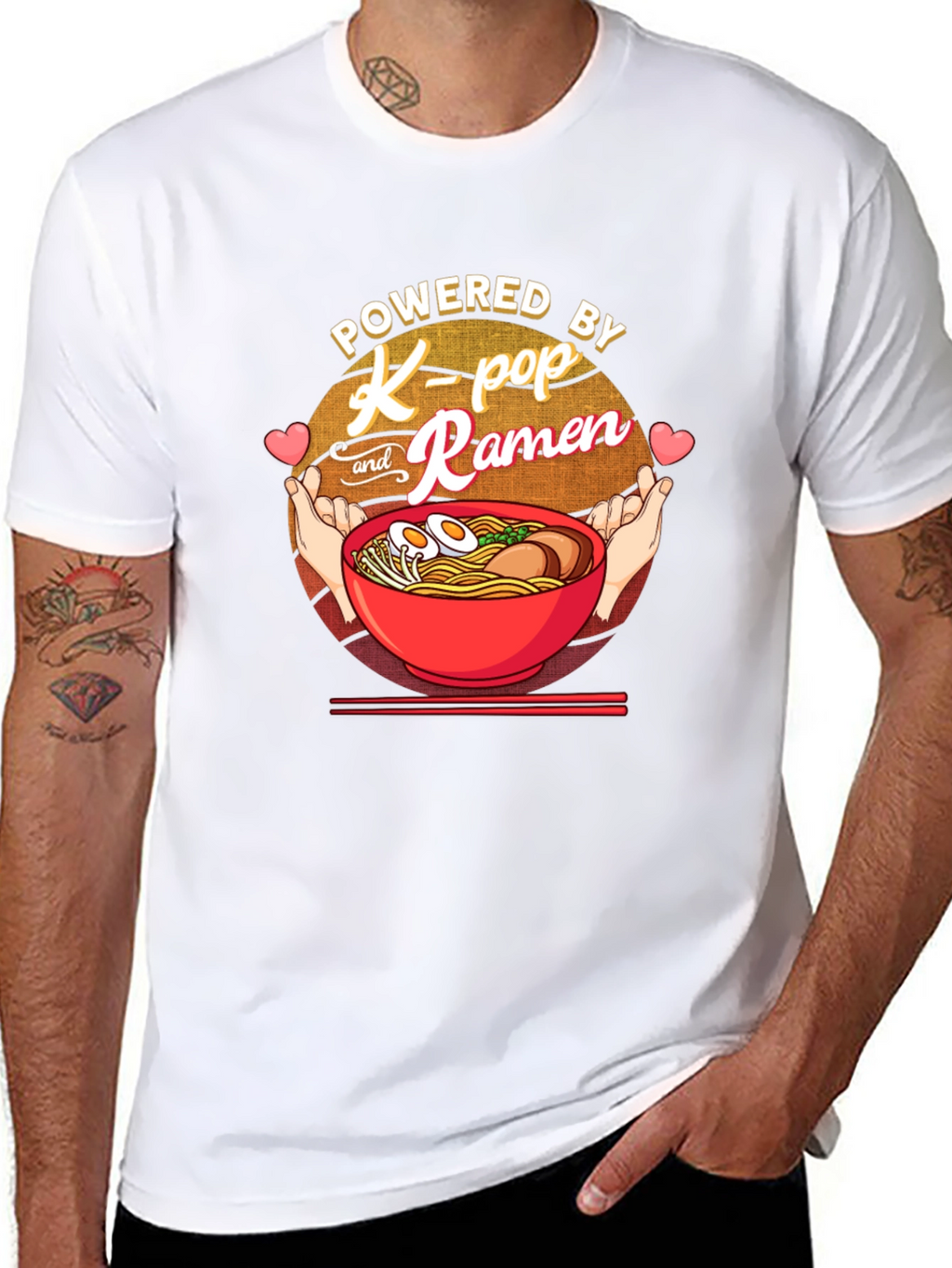 Powered by K-Pop and Ramen Black T-Shirt